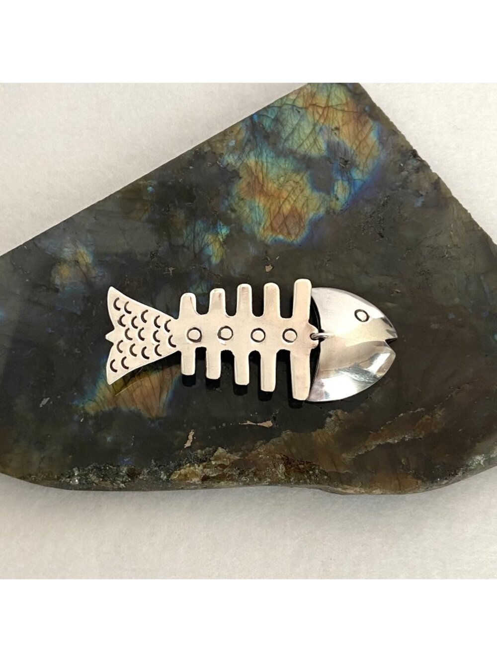 VTG Taxco Mexico Sterling Silver 925 Skeleton Fish Articulating Brooch Pin